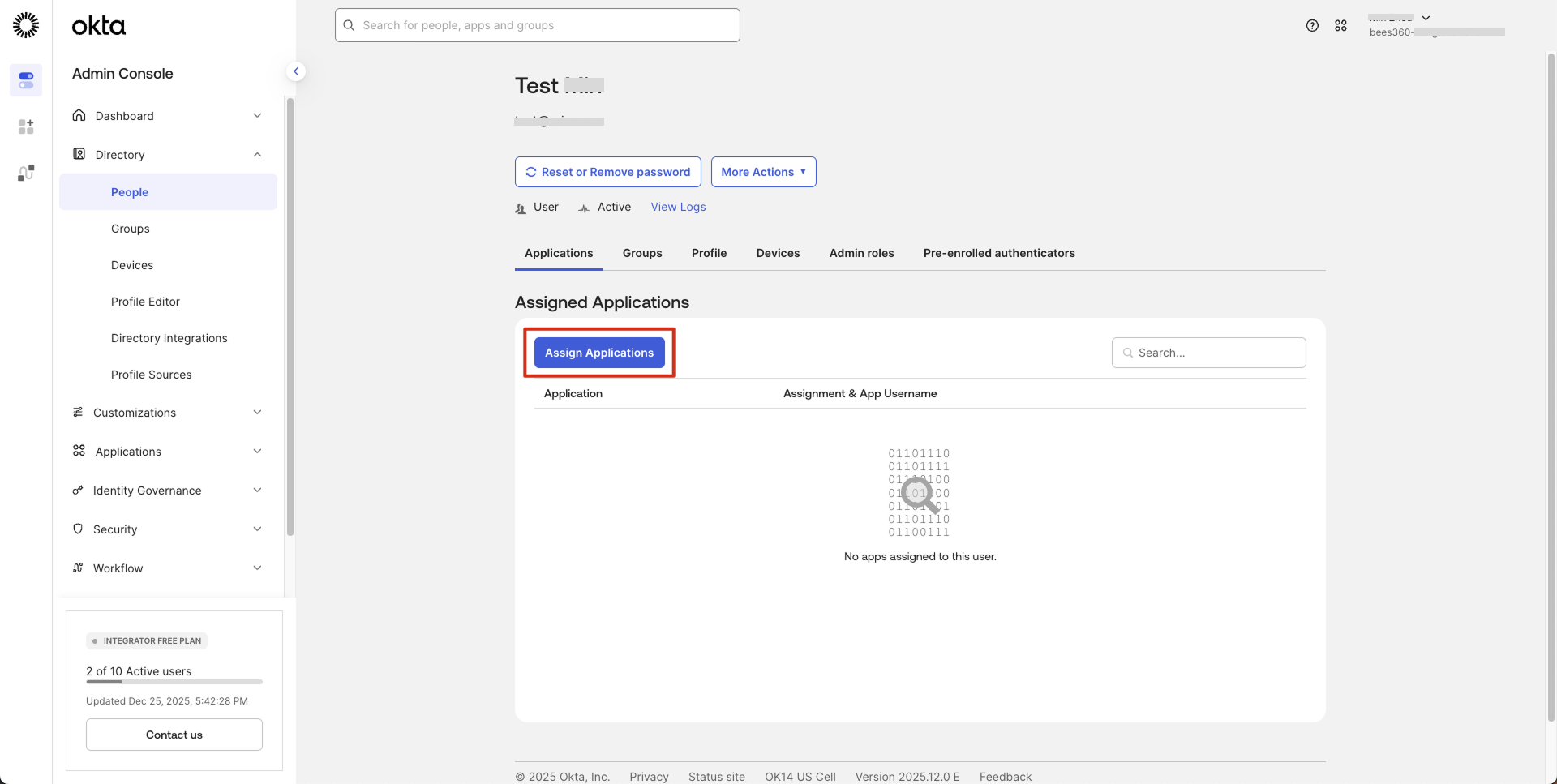 Okta Assign Application Step 1